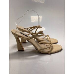 Nine West Women's Kims Strappy Sandal Nude Heel sz 11
